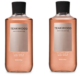 Bath and Body Works, Signature Collection Teakwood 2-in-1 Hair + Body Wash (2 Pack)