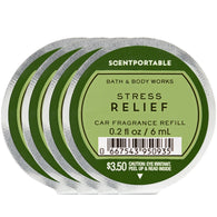 Bath and Body Works 4 Pack Scentportable Fragrance Refill Stress Relief Eucalyptus Spearmint. 0.2 Oz each.
