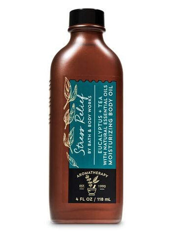 Bath and Body Works Aromatherapy Stress Relief EUCALYPTUS TEA Moisturizing Body Oil 4 fl oz