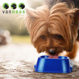 Van Ness Pet Food and Water Bowl, 16 oz Capacity Plastic Dish for Dogs and Cats, Wide No-Tip Base Prevents Spills,Blue