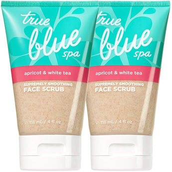 Apricot and White Tea Face Scrub 4 fl oz.- True Blue Spa by Bath & Body Works - Skin Smoothing Face Wash (Pack of 2)