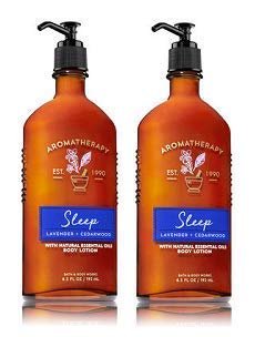 Bath and Body Works 2 Pack Sleep Aromatherapy Essential Oil Body Lotion 6.5 Oz. Lavender & Cedarwood.