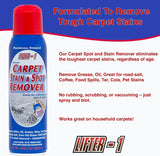 Lifter-1 Carpet Stain Remover and Spot Treatment for Oil, Grease, Urine, Wine, and Pet Stains, Heavy-Duty Cleaning Performance for Throw or Area Rugs, Upholstery, Fabrics, Pack of 6