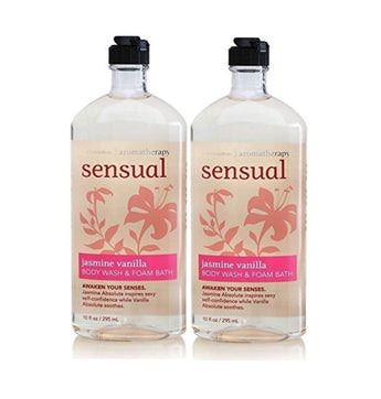 Lot of 2 Bath and Body Works Sensual Jasmine Vanilla Body Wash & Foam Bath