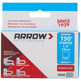 Arrow Fastener General-Purpose Staples 508SS1 - Stainless Steel, Fits T50 Stapler - 1/2 in, 3 Pack