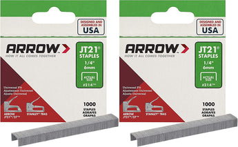 Arrow Fastener 214 Genuine JT21 1/4-Inch Staples, 1,000-Staples - 2 Pack