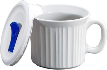 Corningware Plastic 20-Ounce Oven Safe Meal Mug with Vented Lid, French White