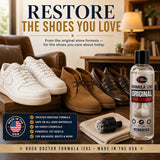 Rock Doctor Shoe Cleaner Solution with Brush, Sneaker Cleaner & Suede Shoe Cleaner for Leather, Mesh, Canvas, Tennis Shoes, Boots & White Sneakers - Liquid Footwear Care Formula, 8 fl oz / 237 ml