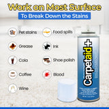 Carpet Aid Spot and Stain Remover, Removes Discoloration from Oil, Grease, Ink, Coffee, Pet Urine, and Lipstick, pH Balanced Cleaner for Carpets, Area Rugs, and Upholstery. Pack of 6,14 oz.