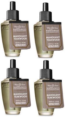Bath and Body Works 4 Pack Mahogany Teakwood Wallflowers Fragrance Refill. 0.8 fl oz.