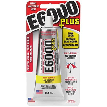 Eclectic Products inc. E6000 Plus Multi-purpose Clear Glue, Waterproof and Paintable, Strong Flexible Craft Adhesive for Wood, Glass, Fabric, Ceramic, Metal and More, 56.1ml