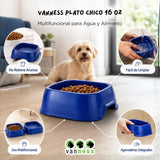 Van Ness Pet Food and Water Bowl, 16 oz Capacity Plastic Dish for Dogs and Cats, Wide No-Tip Base Prevents Spills,Blue