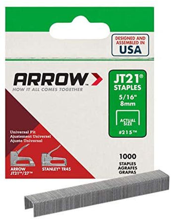 Arrow Fastener 215 Genuine JT21/T27 5/16-Inch Staples, 1,000-Pack - 2 Pack