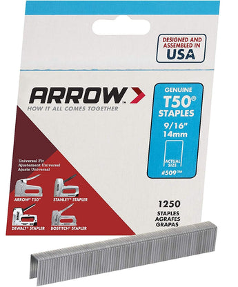Arrow Fastener 509 Genuine T50 9/16-Inch Staples
