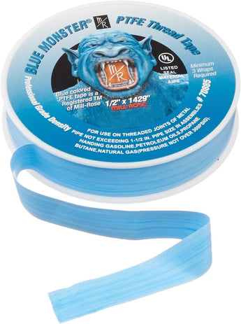 Mill-Rose 70885 Blue Monster PTFE Pipe Thread Sealant Tape, 1/2-Inch x 1429-Inches, Blue