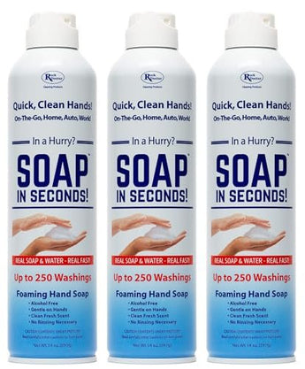 Rock Doctor Foaming Hand Soap In Seconds, 3 Pack, Spray Bottle Dispenser, Fresh Scent, No Rinse Alcohol Free Sanitizer, Gentle on Soft Skin, Home, Work, and School