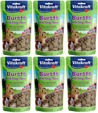 Vitakraft 6 Pack of Bursts Treats, 1.76 Ounces Each, Wild Berry Flavor, for Pet Rabbits Guinea Pigs and Hamsters