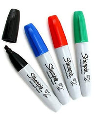 Sharpie Permanent Marker, Chisel Tip, Black, Blue, Red, Green, 1 of Each Color