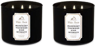 Bath & Body Works White Barn 3-Wick Candle in Mahogany Teakwood High Intensity (Pack of 2)