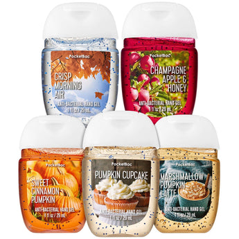 Bath and Body Works FALL TRADITIONS Mini Gift Set Hand Sanitizer Pack of 5-1 oz each