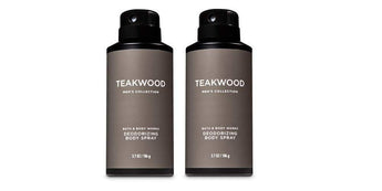 Bath and Body Works 2 Pack Men's Collection Deodorizing Body Spray. Teakwood. 3.7 Oz