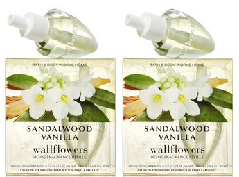 Set of 2 Bath & Body Works Sandalwood Vanilla Wallflower Refill Bulb 2-packs (4 Bulbs Total)
