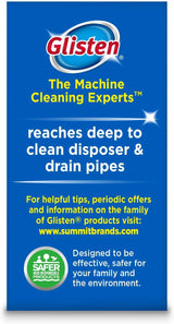 Glisten Garbage Disposal Cleaner and Odor Eliminator with Foaming Action, Removes Buildup and Cleans, Lemon Scent, 4 Uses