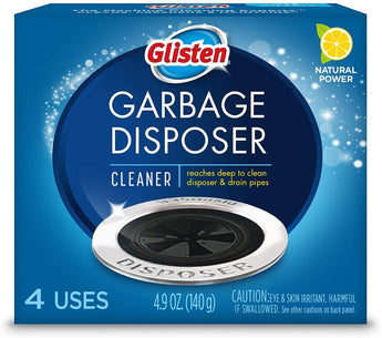 Glisten Garbage Disposal Cleaner and Odor Eliminator with Foaming Action, Removes Buildup and Cleans, Lemon Scent, 4 Uses