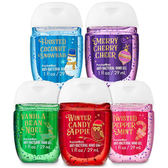 Bath and Body Woks HOLIDAY TRADITIONS PocketBac Hand Sanitizers, 5-Pack - 2019 Edition