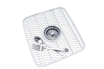 Rubbermaid Antimicrobial Sink Protector Mat, Small, White Waves