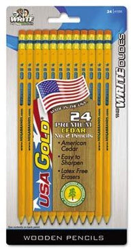Rose Art DDR64 #2 HB Lead USA Gold Standard Yellow Pencils 24 Pack