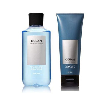 Bath and Body Works Men's Collection Ultra Shea Body Cream & 2 in 1 Hair and Body Wash OCEAN.