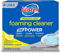 Glisten Garbage Disposal Cleaner and Odor Eliminator with Foaming Action, Removes Buildup and Cleans, Lemon Scent, 4 Uses