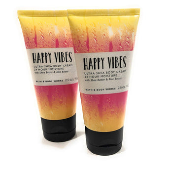 Bath and Body Works 2 Pack Happy Vibes Ultra Shea Body Cream. 2.5 Oz Travel size