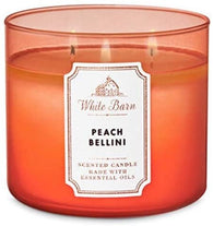 Bath and Body Works White Barn 3 Wick Scented Candle Peach Bellini with Essential Oils 14.5 Ounce