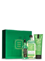 Bath and Body Works Aromatherapy Stress Relief EUCALYPTUS SPEARMINT Gift Box Set 3 pc arranged in an easel-style gift box with a coordinating ribbon.