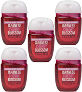 Bath & Body Works Japanese Cherry Blossom 5-Pack PocketBac Sanitizers Anti-Bacterial Hand Gel 1 Fl Oz