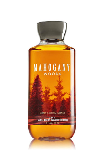 Bath & Body Works, Signature Collection 2 in 1 Hair + Body Wash, Mahogany Woods For Men, 10 Ounce