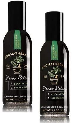 Bath and Body Works 2 Pack Aromatherapy Stress Relief Eucalyptus & Spearmint Concentrated Room Spray. 1.5 Oz.