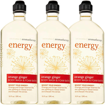 Bath & Body Works Aromatherapy Energy - Orange + Ginger Body Wash & Foam Bath, 10 Fl Oz, 3-Pack