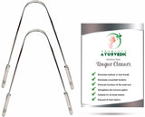 Tongue Scraper Cleaner (2 Pack) For Daily Oral Hygiene - Plastic Free Antibacterial Copper Metal - Dentist Recommended For Dental Hygiene & Fresh Breath By Absolute Ayurvedic