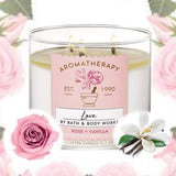 Bath & Body Works 3-Wick Aromatherapy Candle in LOVE — ROSE & VANILLA