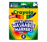 Crayola® Ultra-Clean Washable Color Markers, Broad Tip, Assorted Classic Colors, Box Of 8