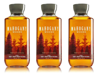 Bath & Body Works 2 in 1 Hair & Body Wash For Men Mahogany Woods (3 Pack)