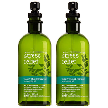 Bath & Body Works Aromatherapy Stress Relief Eucalyptus Spearmint Pillow Mist, 5.3 Fl Oz, 2-Pack (Packaging May Vary)