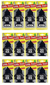 LITTLE TREES Car Air Freshener | Hanging Paper Tree for Home or Car | Black Ice | 12 Pack